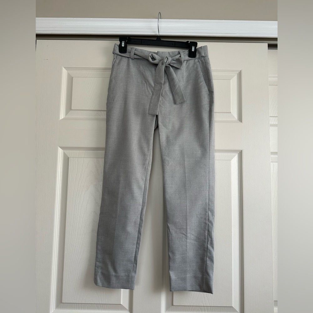 Banana Republic Gray Avery Tie-Belt Trousers
